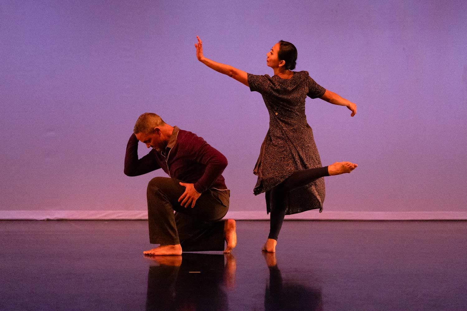 A man and woman perform their dance for the Brazos Contemporary Dance Festival