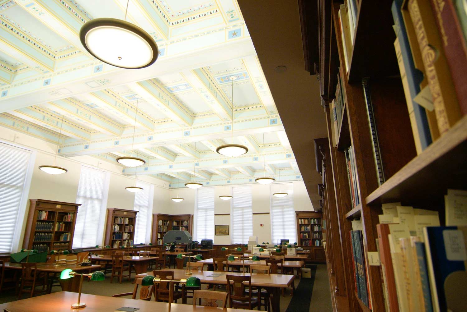 One of the reading rooms within Cushing Memorial Library
