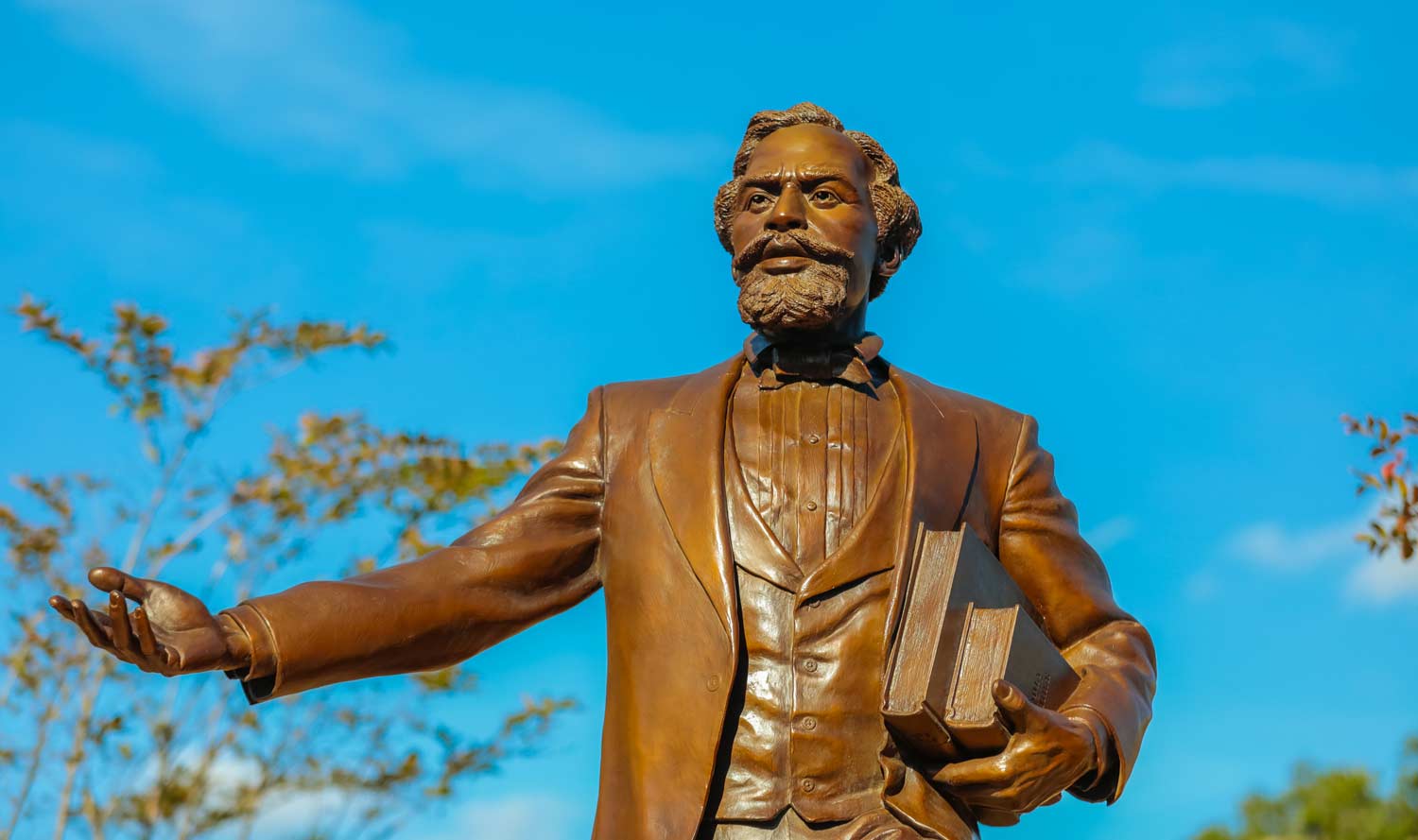 Statue of Senator Matthew Gaines on Texas A&M University's campus.