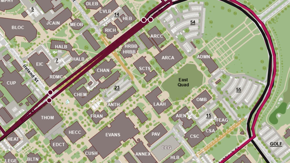 Preview of the on-campus bus routes map