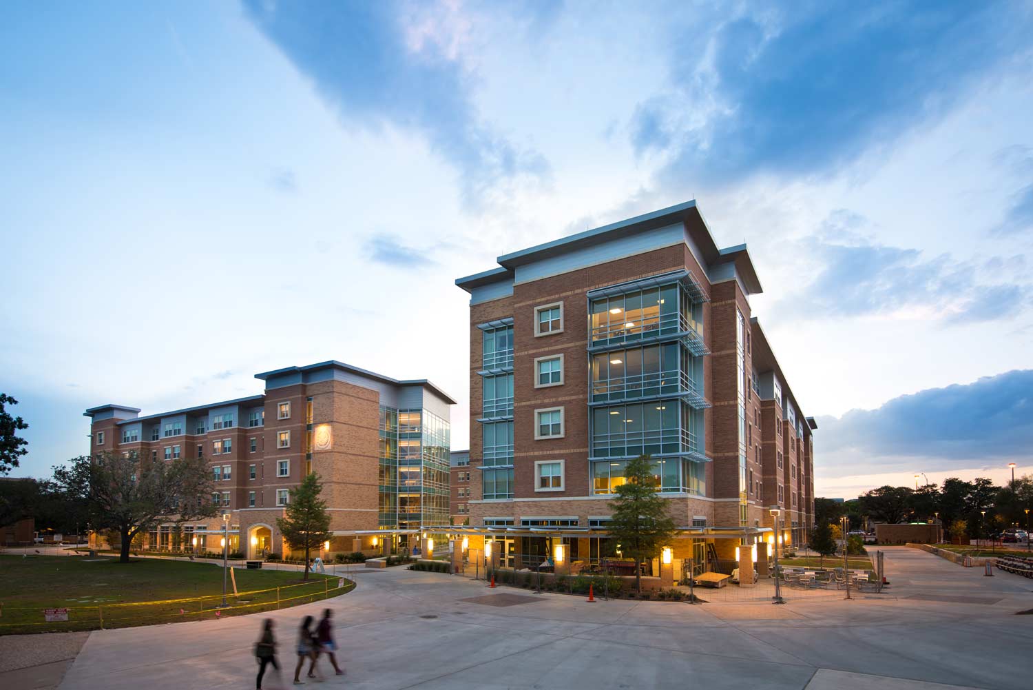 An exterior photo of the Hullabaloo dorms on the north side of campus