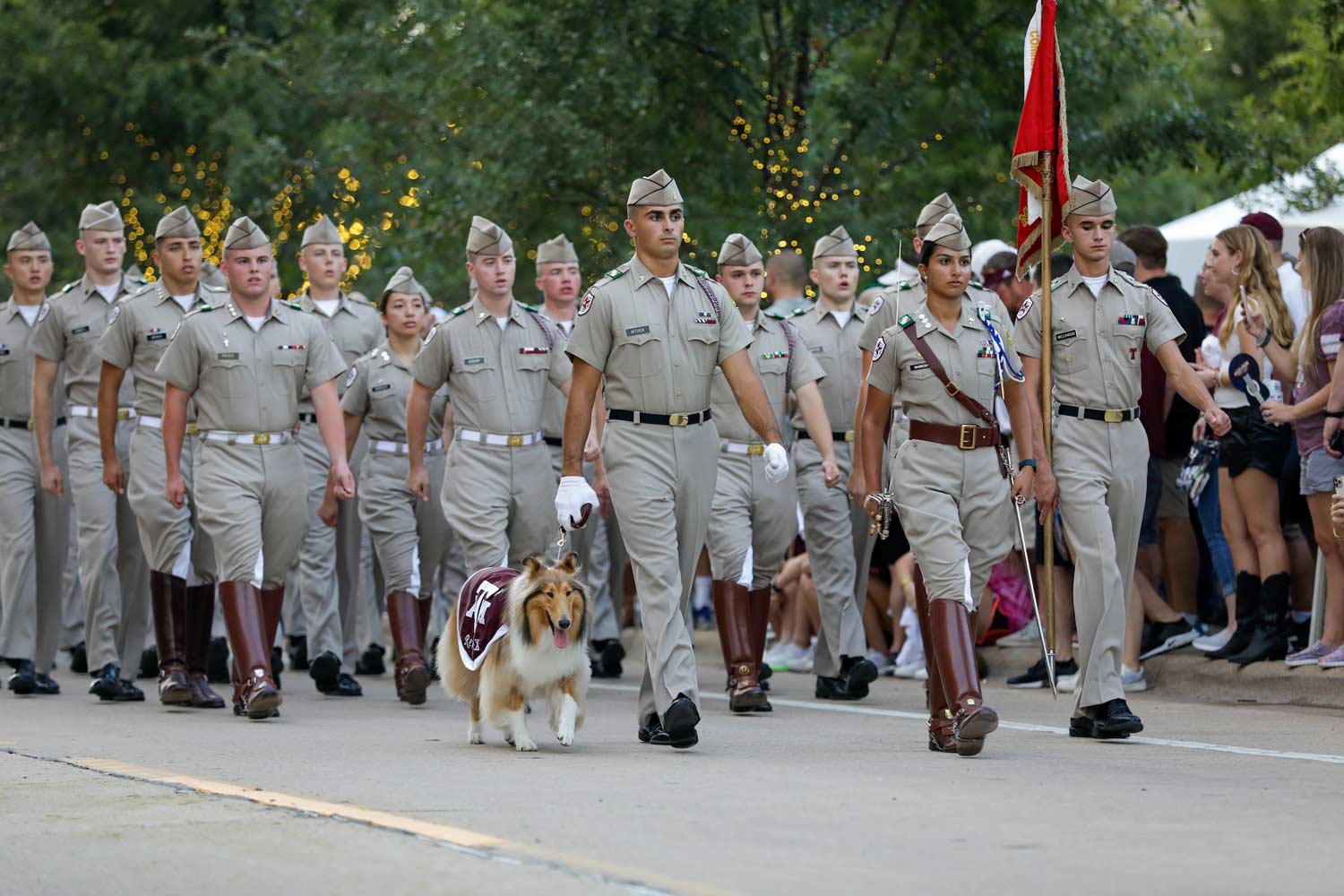 Texas A&M Corps of Cadets marches in to Kyle Field for a football game